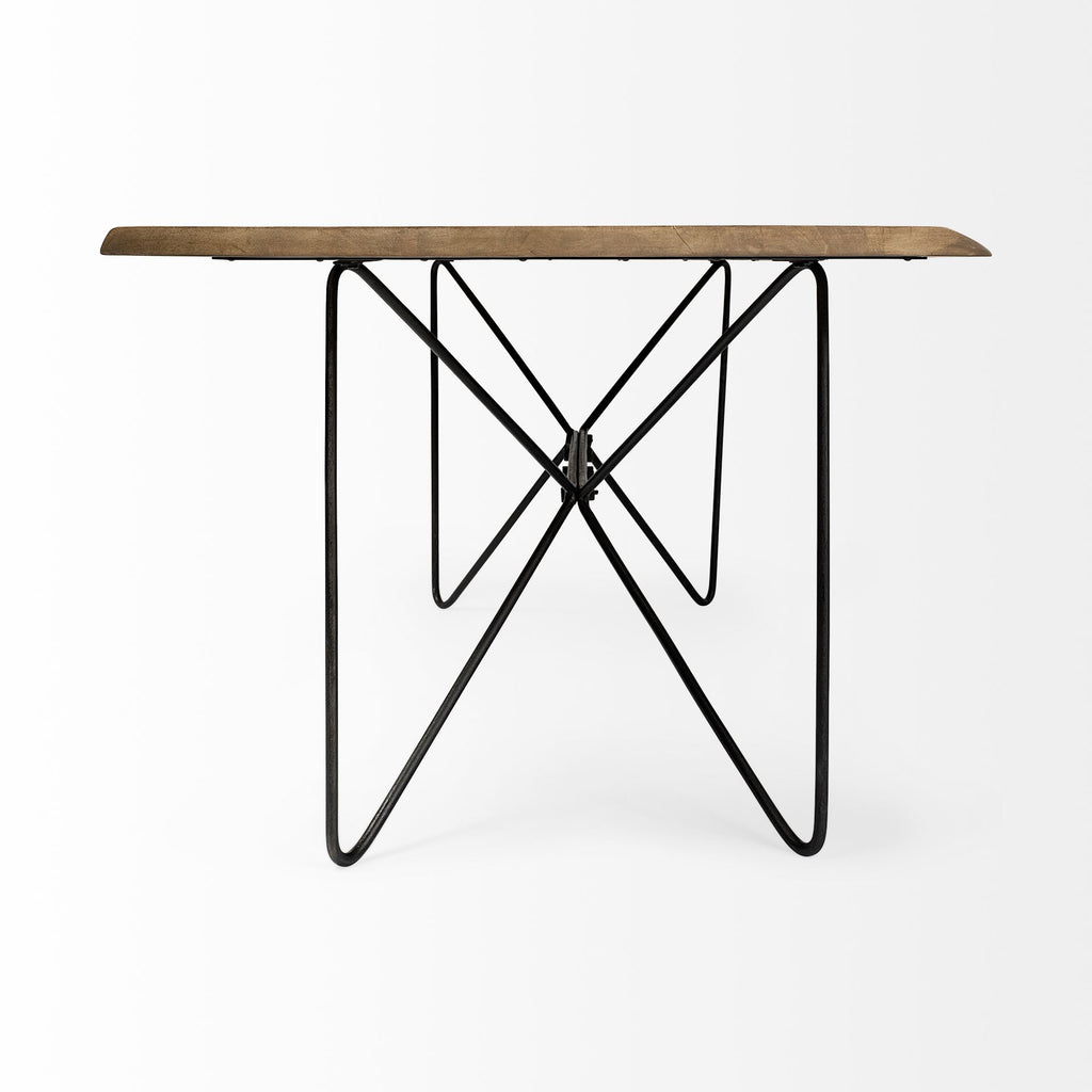 Brown and Black Solid Wood and Metal Dining Table - 80-inch