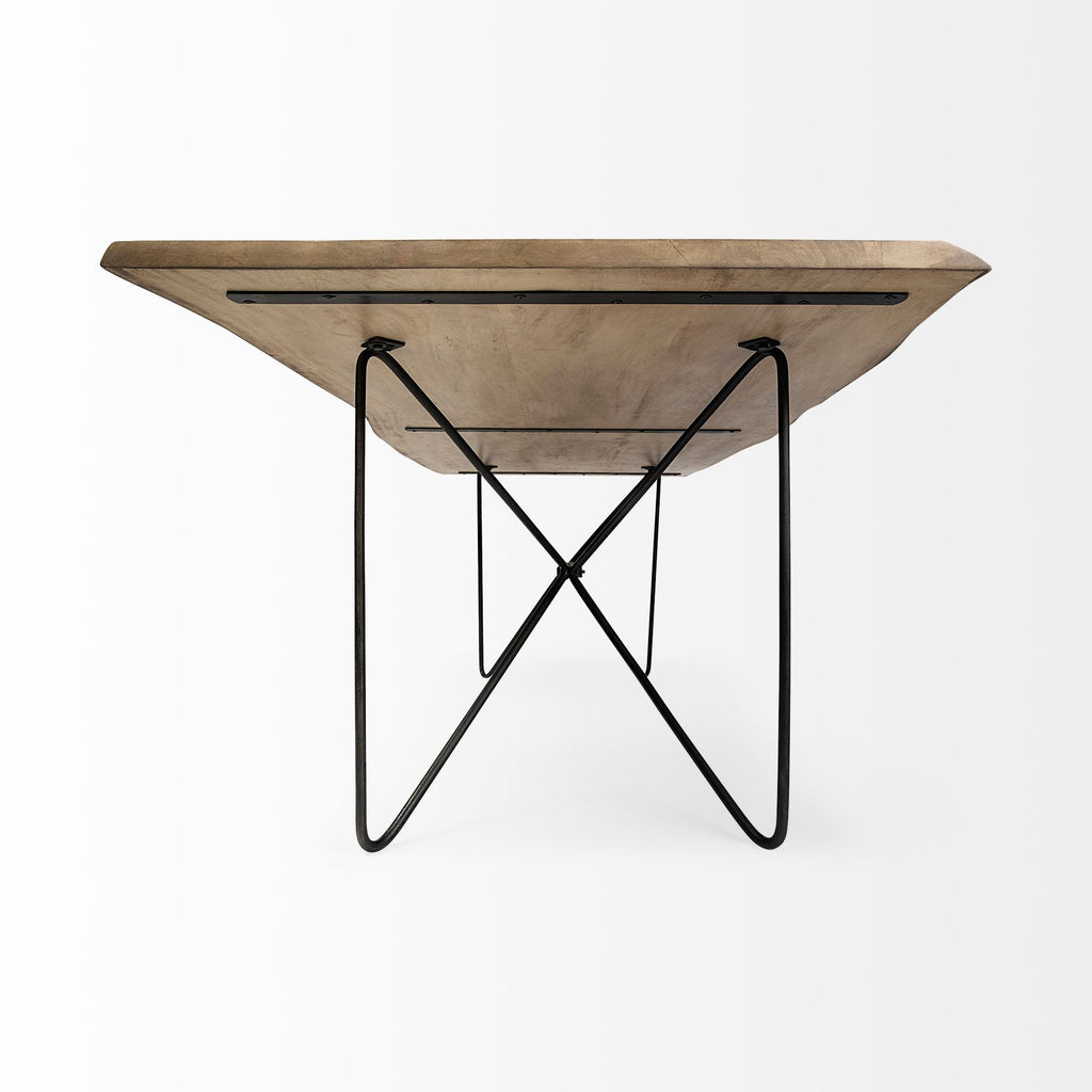Brown and Black Solid Wood and Metal Dining Table - 80-inch