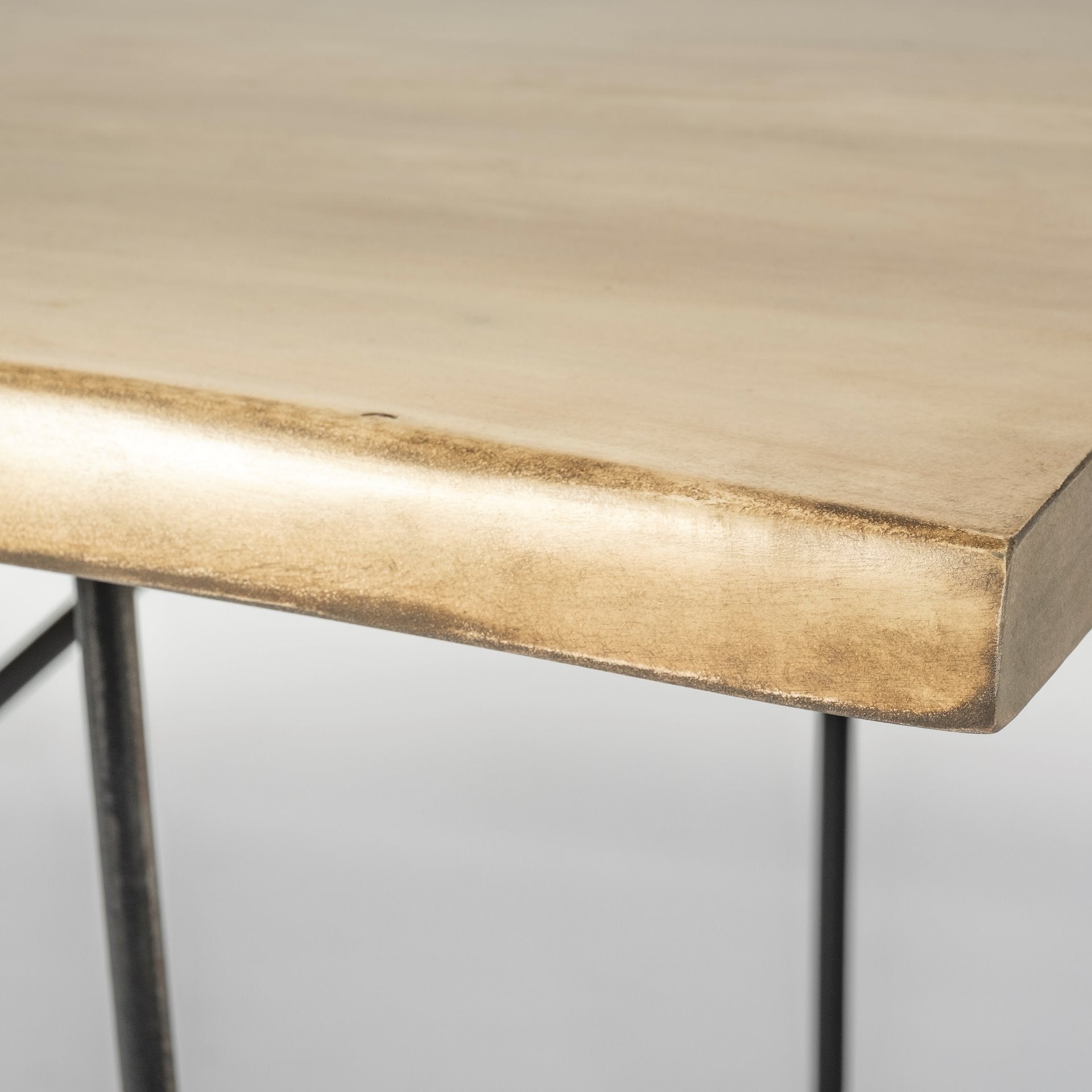 Brown and Black Solid Wood and Metal Dining Table - 80-inch