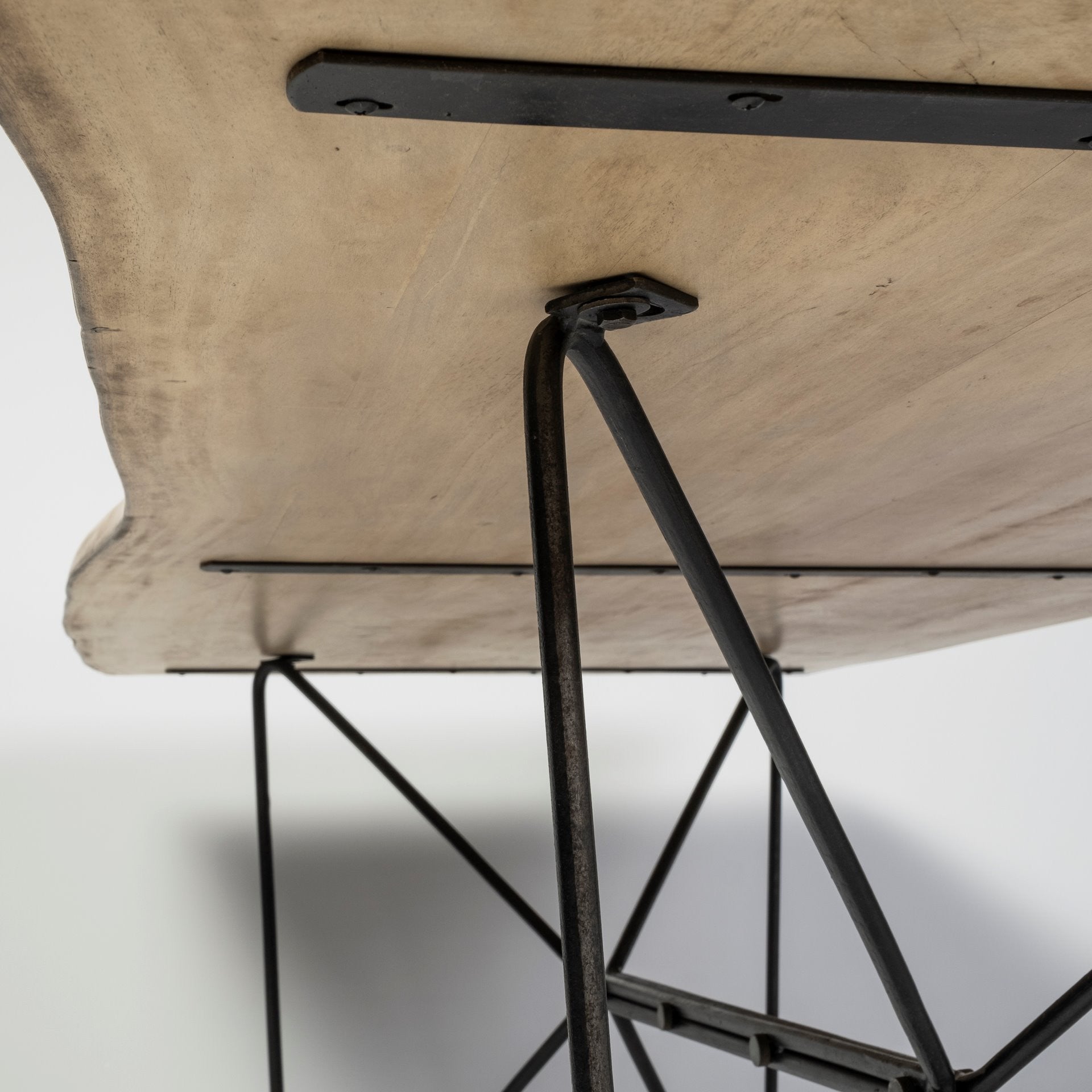 Brown and Black Solid Wood and Metal Dining Table - 80-inch