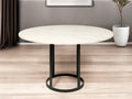 White and Black Rounded Marble and Metal Pedestal Base Dining Table - 48-inch