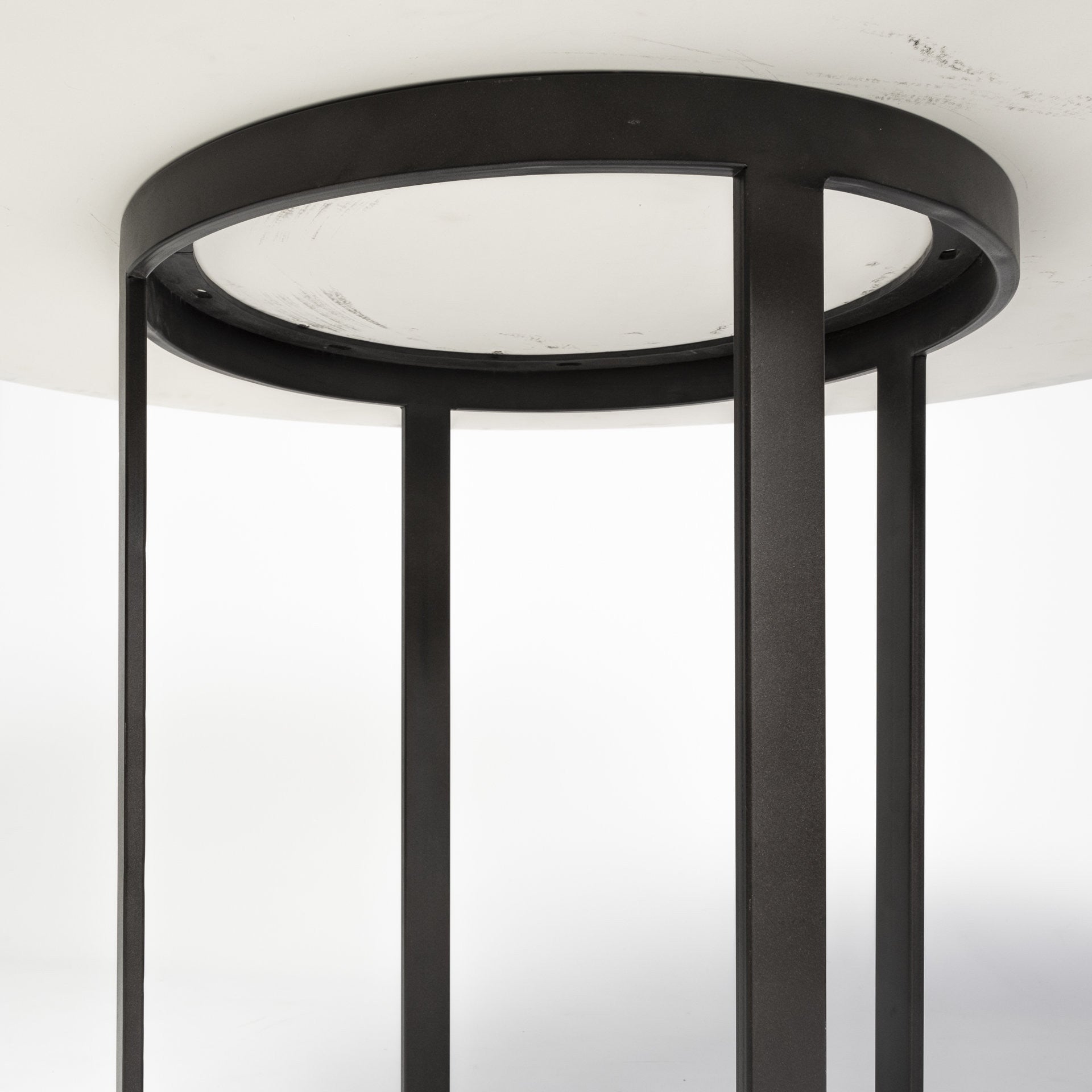 White and Black Rounded Marble and Metal Pedestal Base Dining Table - 48-inch