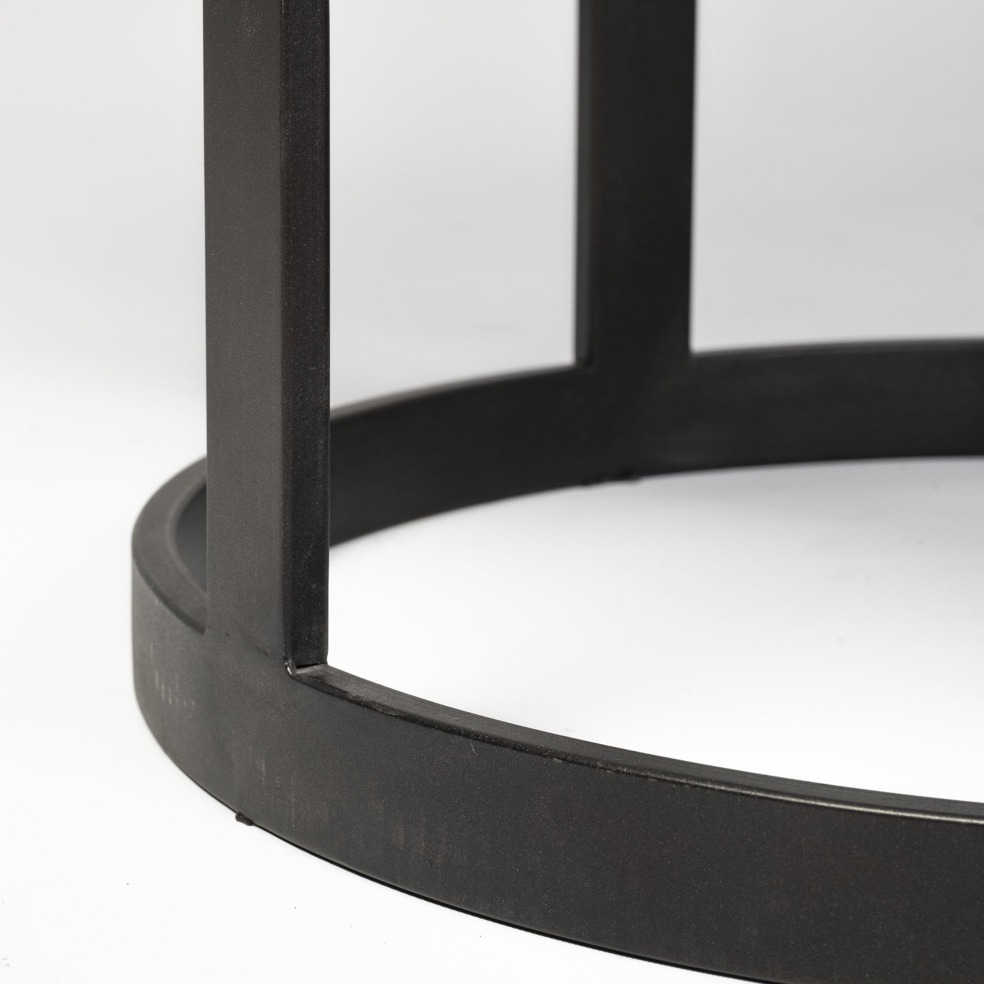 White and Black Rounded Marble and Metal Pedestal Base Dining Table - 48-inch