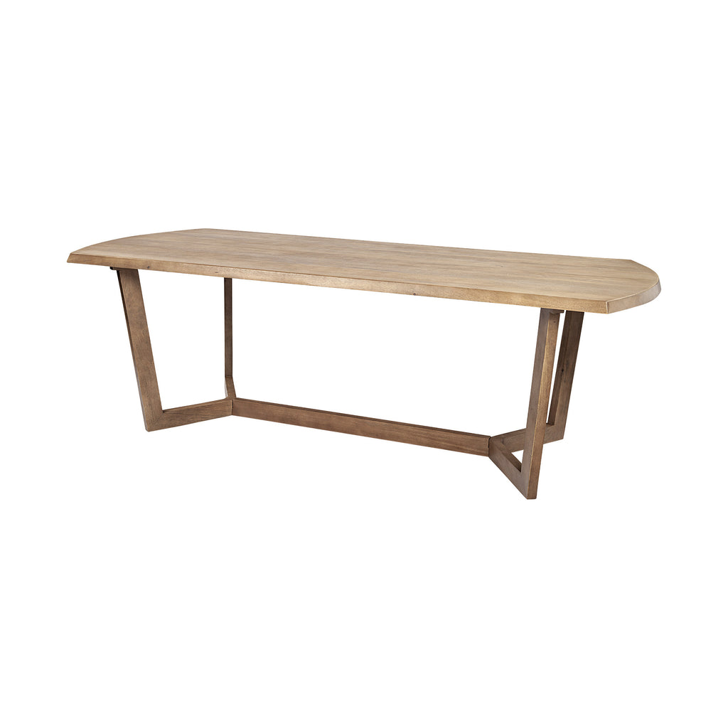 Natural and Brown Solid Wood Trestle Base Dining Table - 92-inch