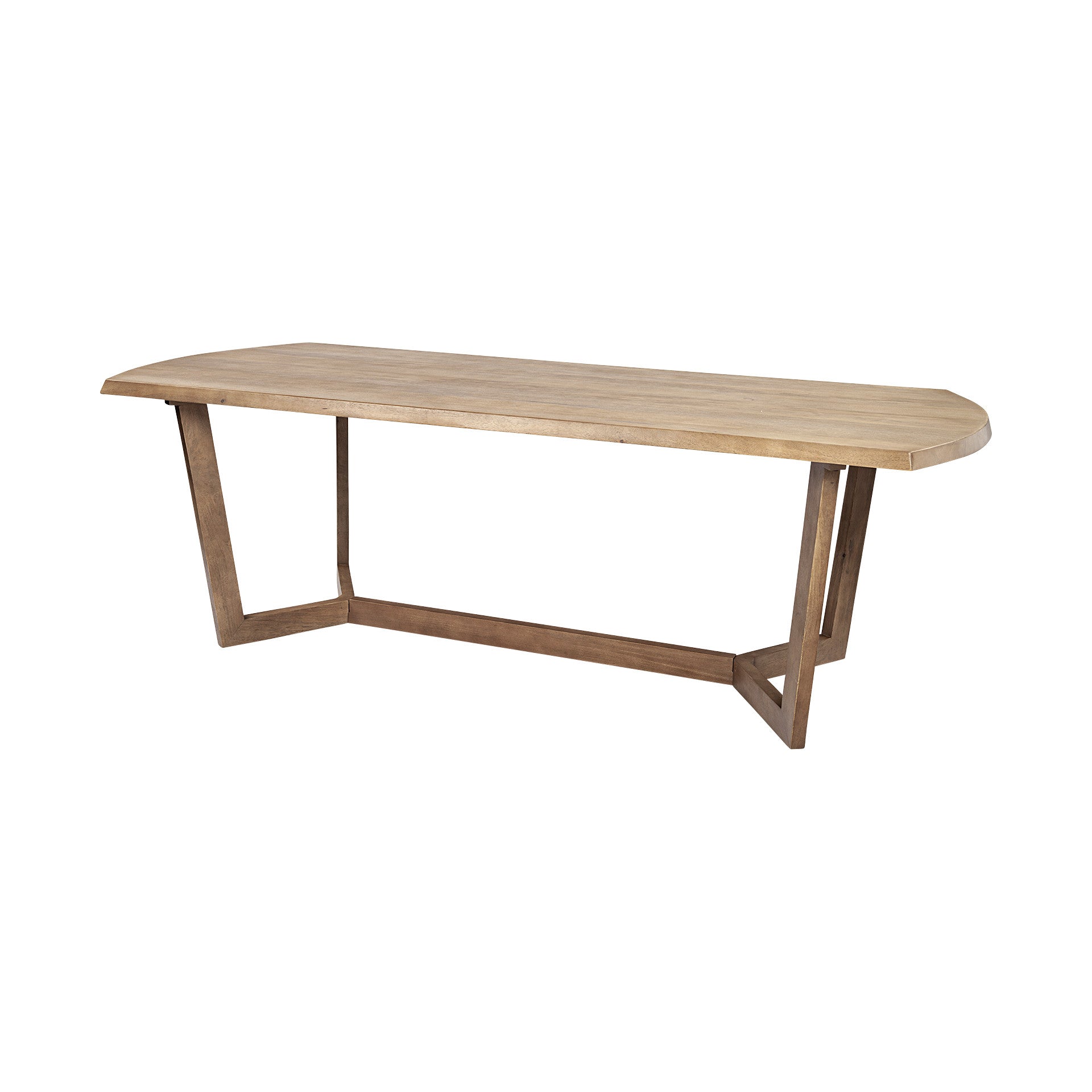 Natural and Brown Solid Wood Trestle Base Dining Table - 92-inch