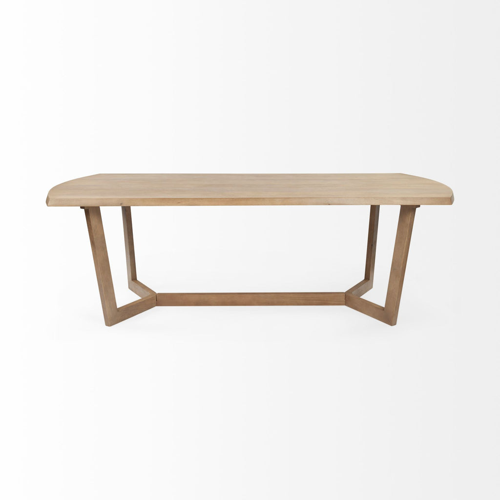 Natural and Brown Solid Wood Trestle Base Dining Table - 92-inch