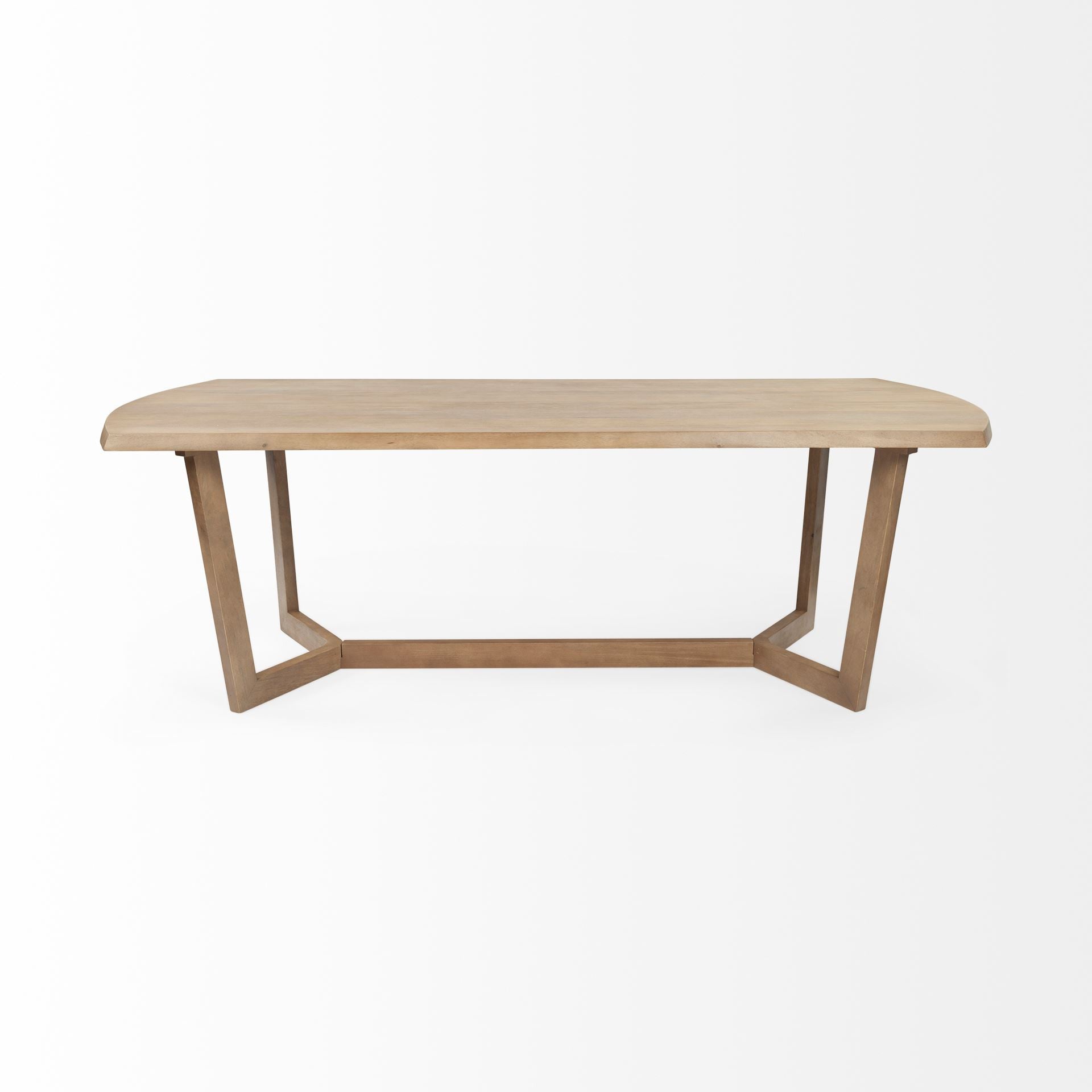 Natural and Brown Solid Wood Trestle Base Dining Table - 92-inch