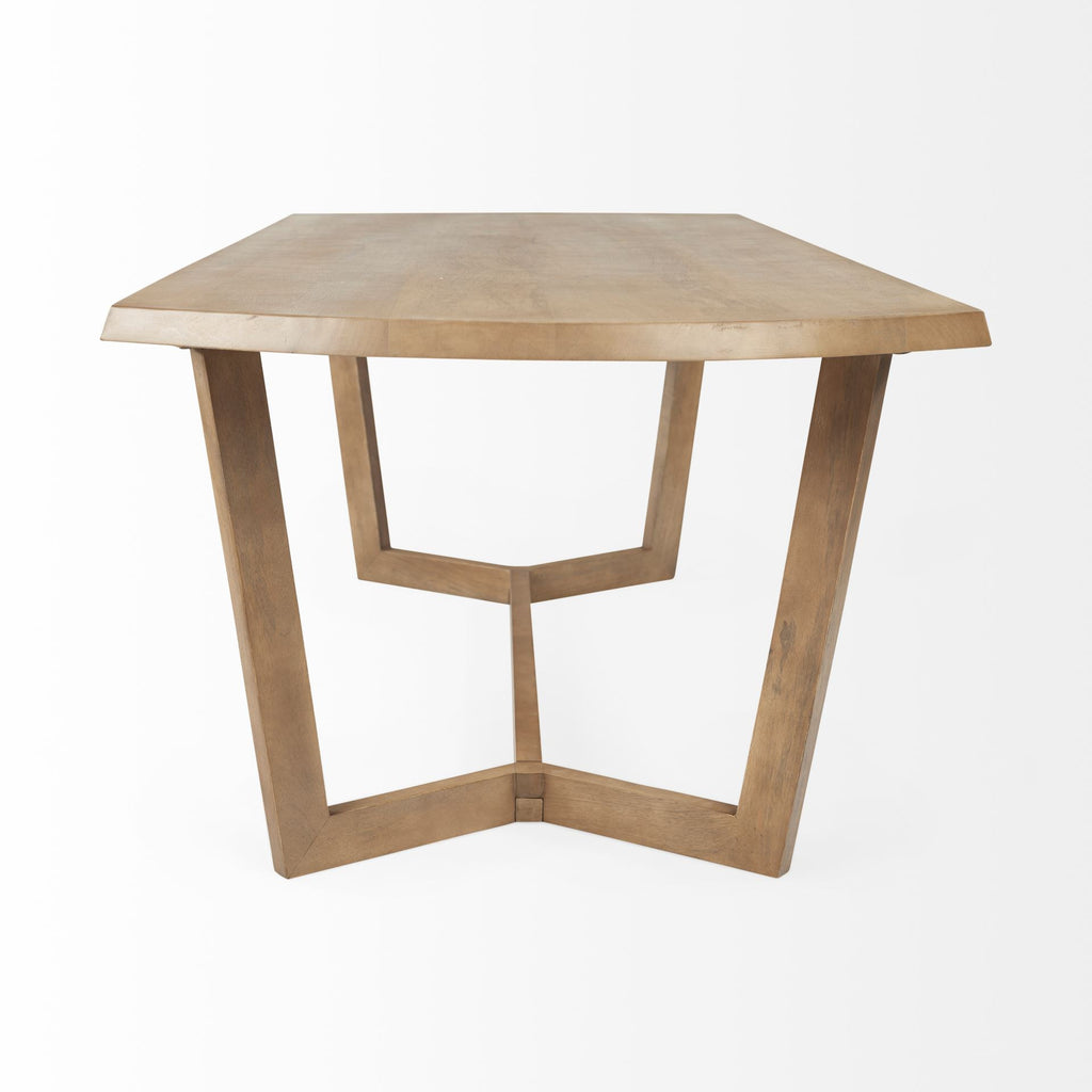 Natural and Brown Solid Wood Trestle Base Dining Table - 92-inch