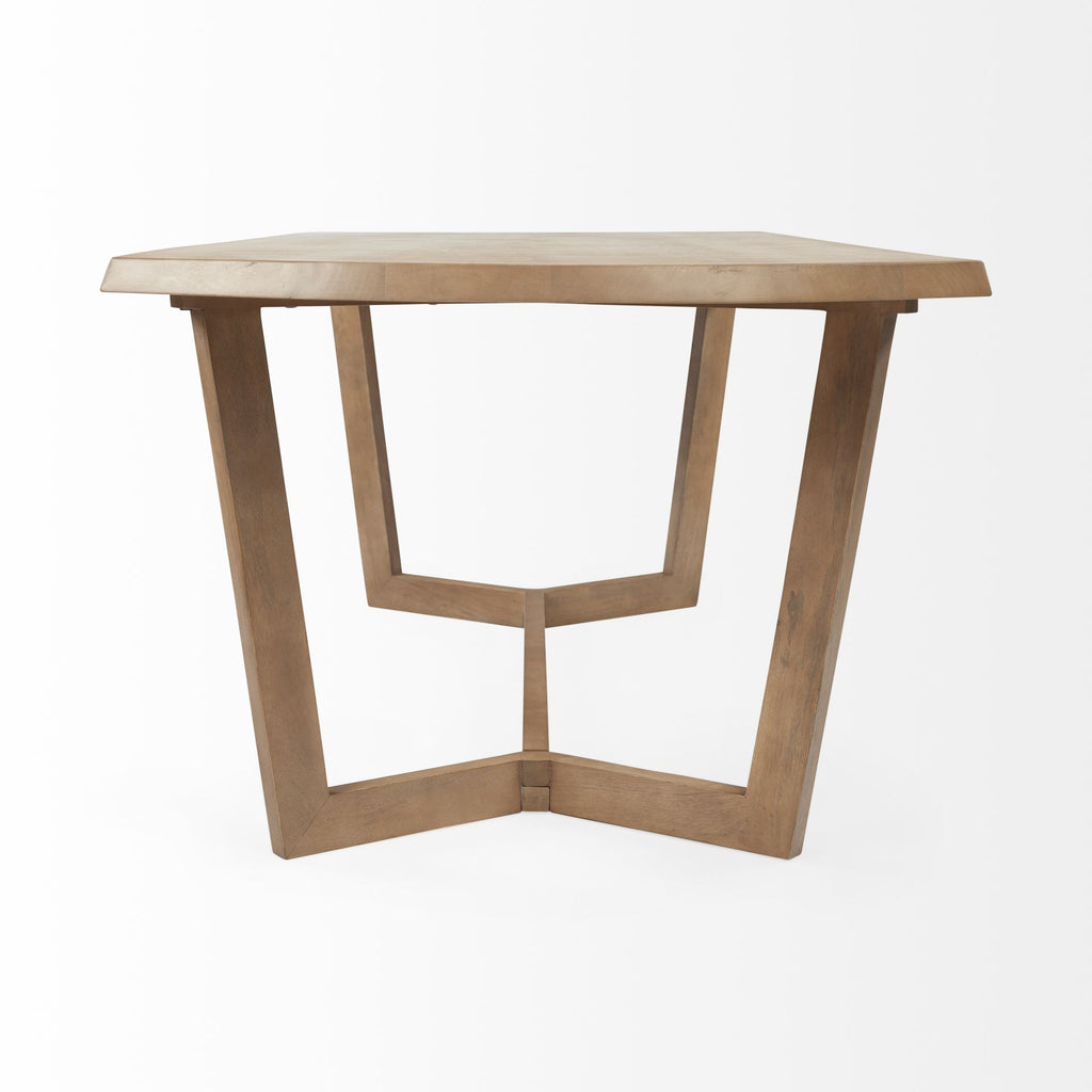 Natural and Brown Solid Wood Trestle Base Dining Table - 92-inch