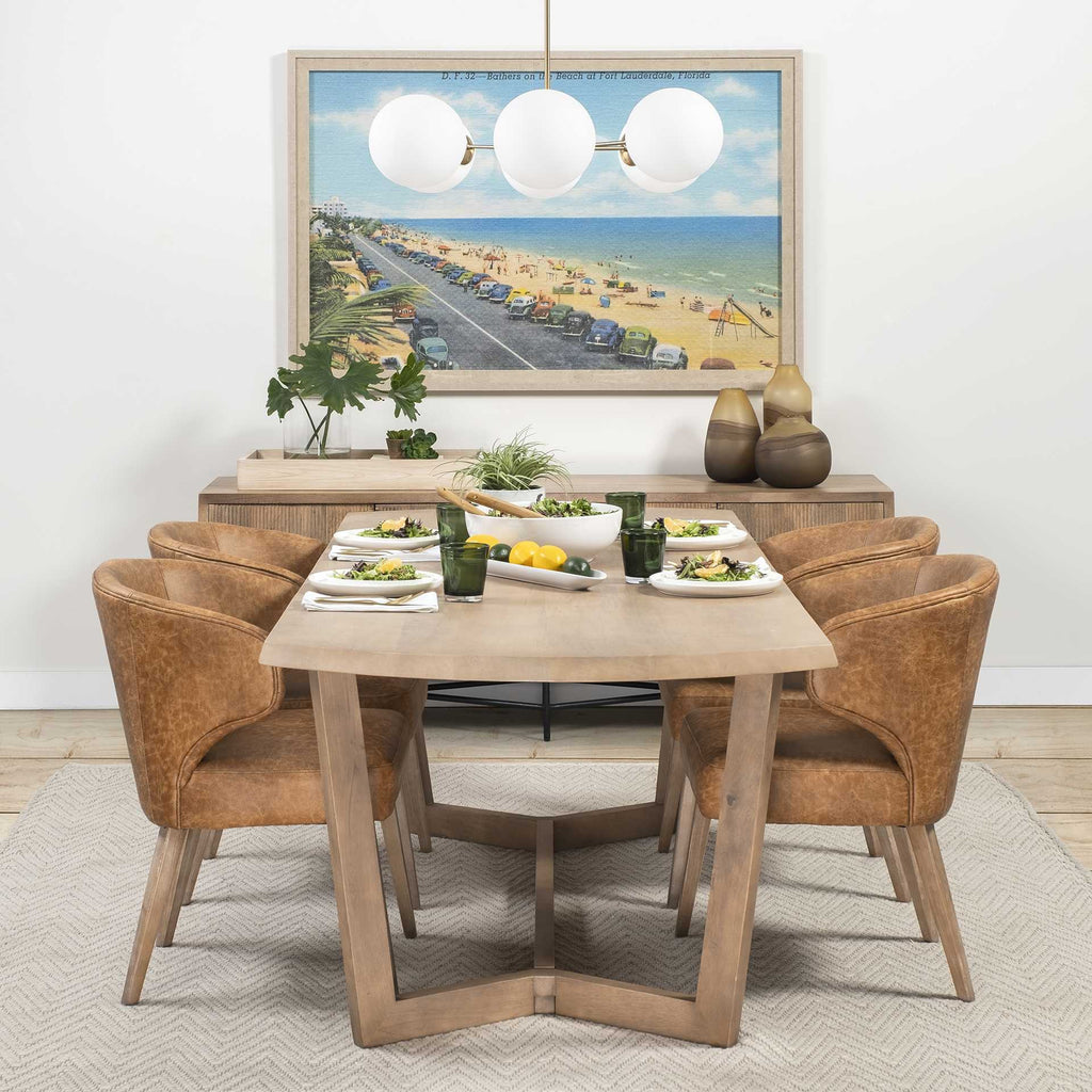 Natural and Brown Solid Wood Trestle Base Dining Table - 92-inch