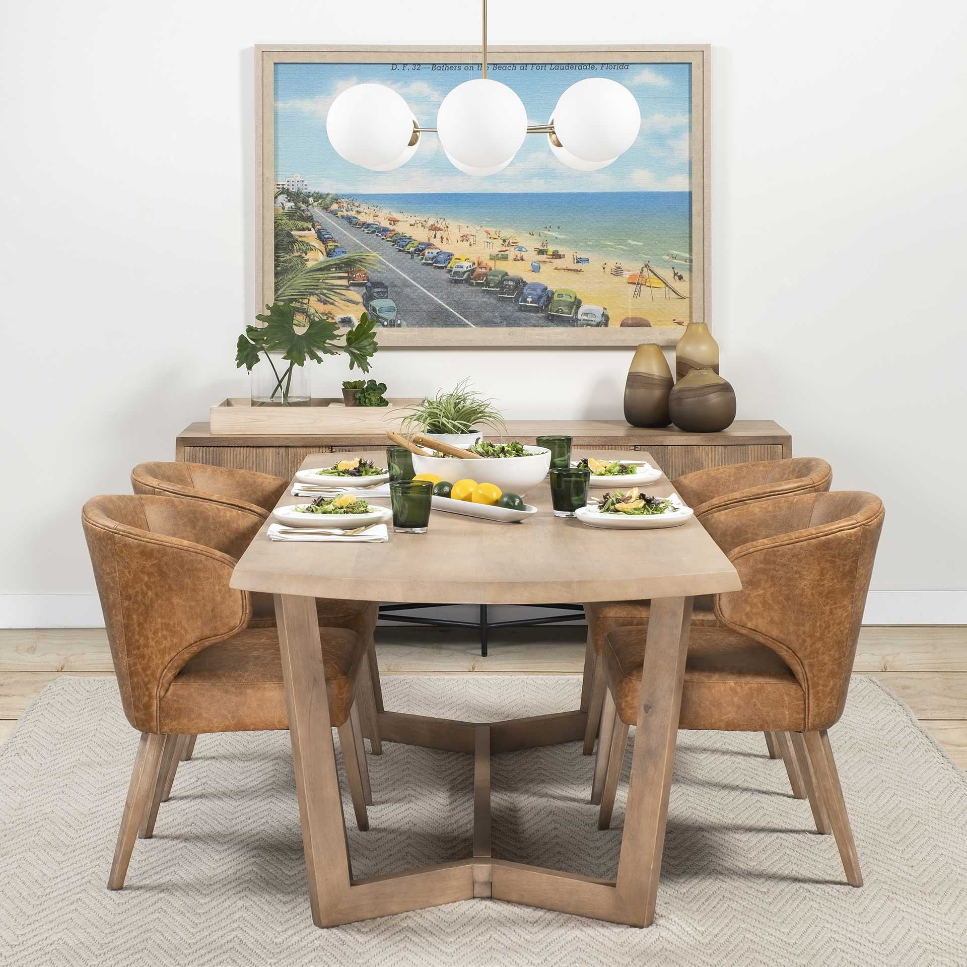 Natural and Brown Solid Wood Trestle Base Dining Table - 92-inch