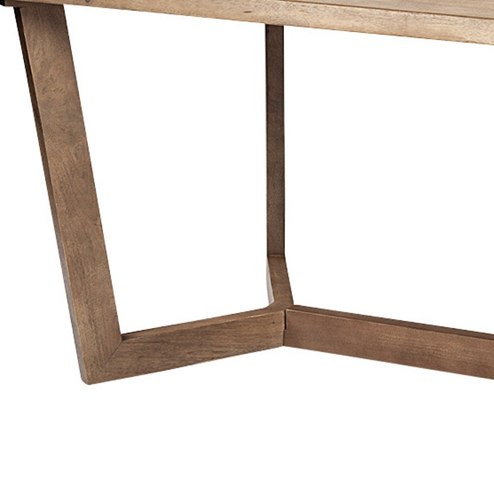 Natural and Brown Solid Wood Trestle Base Dining Table - 92-inch