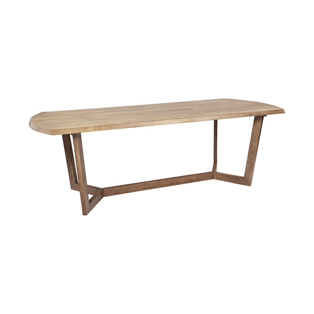 Natural and Brown Solid Wood Trestle Base Dining Table - 92-inch