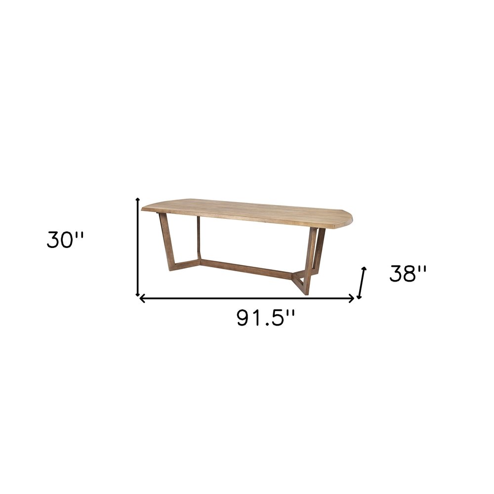 Natural and Brown Solid Wood Trestle Base Dining Table - 92-inch