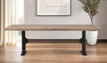 Natural and Black Solid Wood and Metal Trestle Base Dining Table - 96-inch
