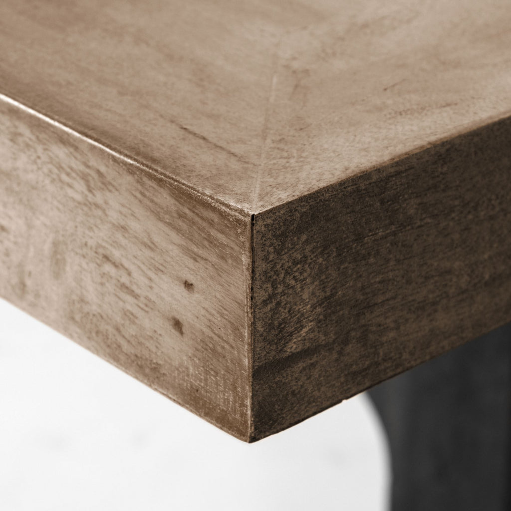Natural and Black Solid Wood and Metal Trestle Base Dining Table - 96-inch
