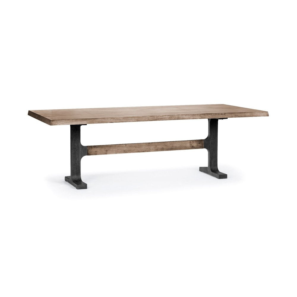 Natural and Black Solid Wood and Metal Trestle Base Dining Table - 96-inch