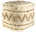 Beige Geometric Cube Ottoman - 18-inch