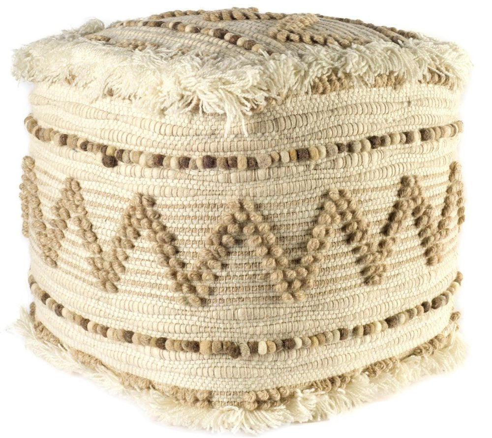 Beige Geometric Cube Ottoman - 18-inch