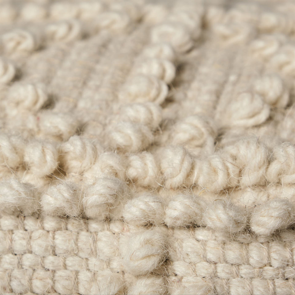 Ivory Wool Knubby Geometric Cube Pouf Ottoman - 18-inch