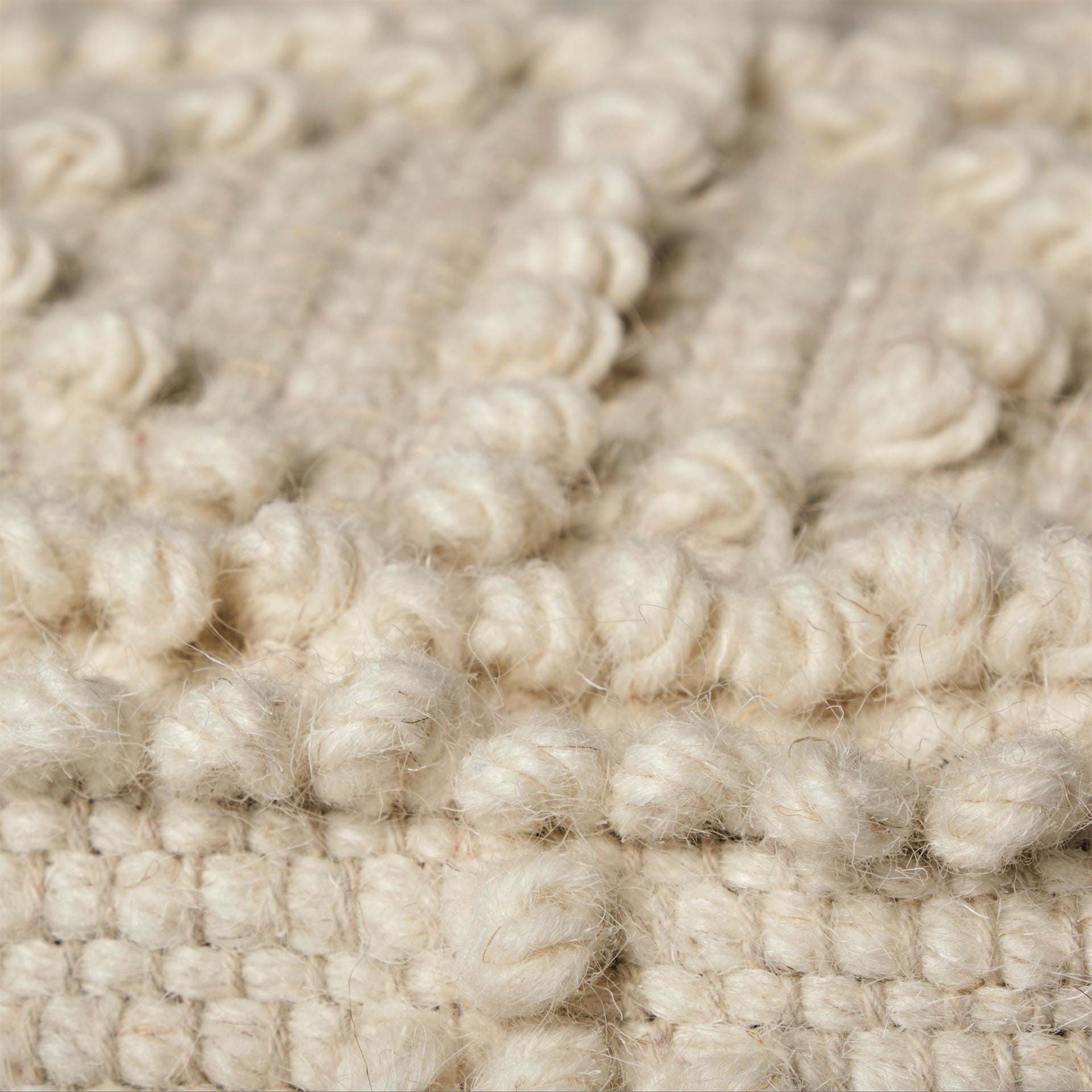 Ivory Wool Knubby Geometric Cube Pouf Ottoman - 18-inch