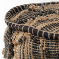 Jute Cylinder Geometric Pouf Ottoman - 20-inch