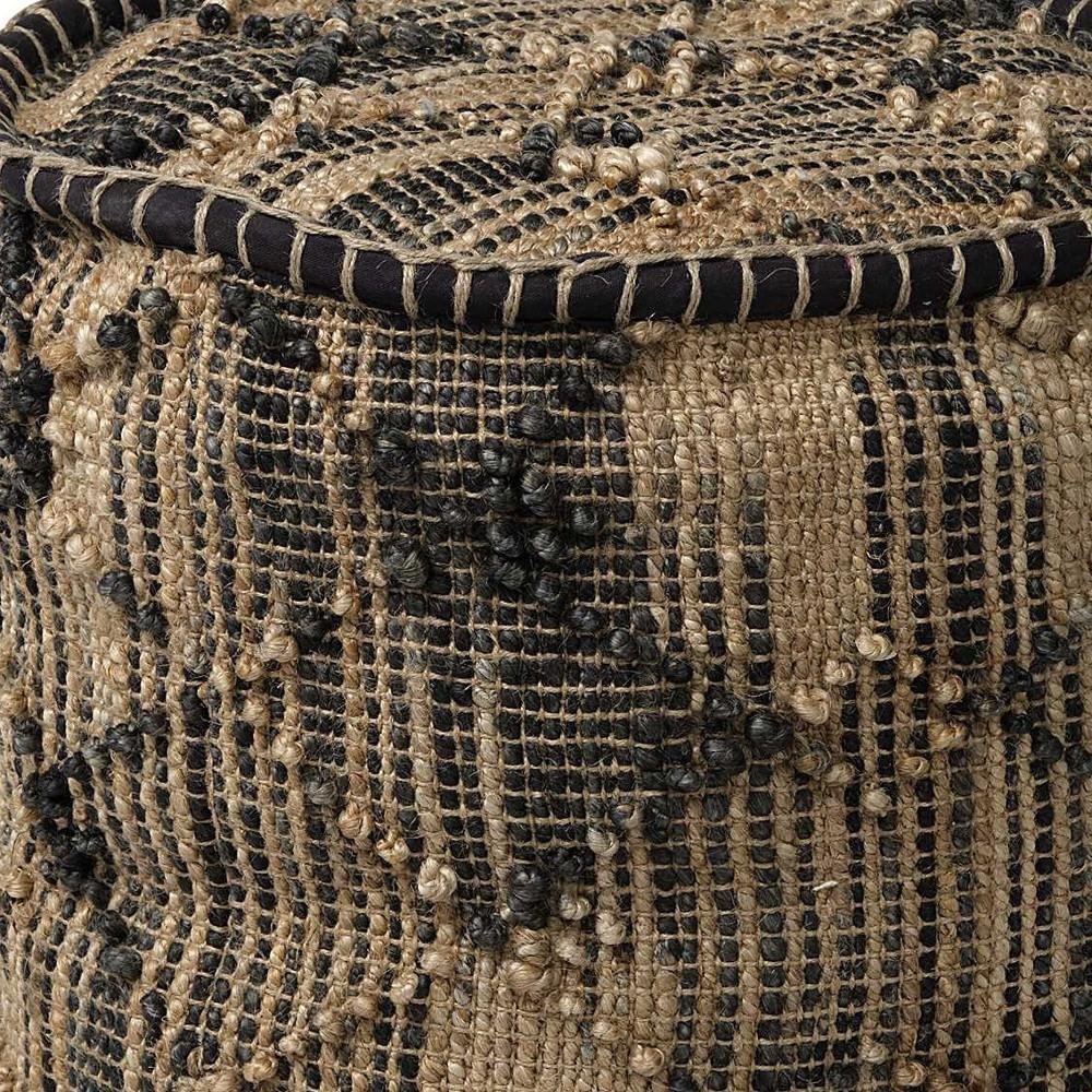 Jute Cylinder Geometric Pouf Ottoman - 20-inch
