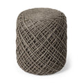 Brown Upholstery Cylinder Abstract Pouf Ottoman - 16-inch