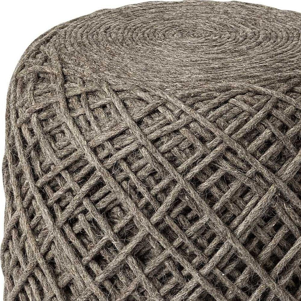Brown Upholstery Cylinder Abstract Pouf Ottoman - 16-inch