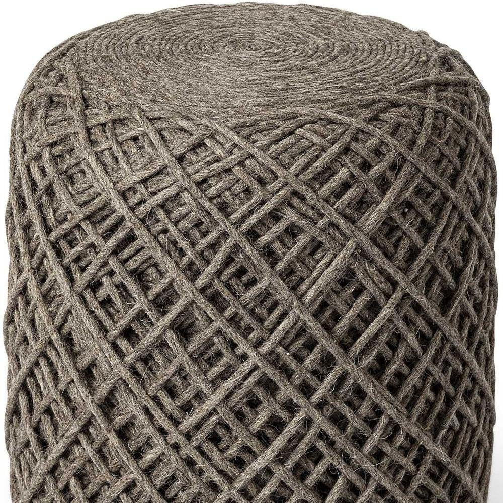 Brown Upholstery Cylinder Abstract Pouf Ottoman - 16-inch