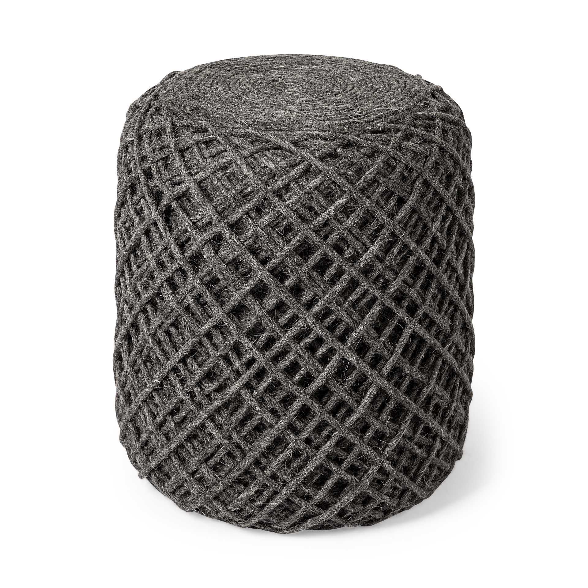 Gray Upholstery Cylinder Abstract Pouf Ottoman - 16-inch