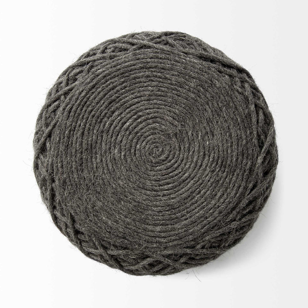 Gray Upholstery Cylinder Abstract Pouf Ottoman - 16-inch