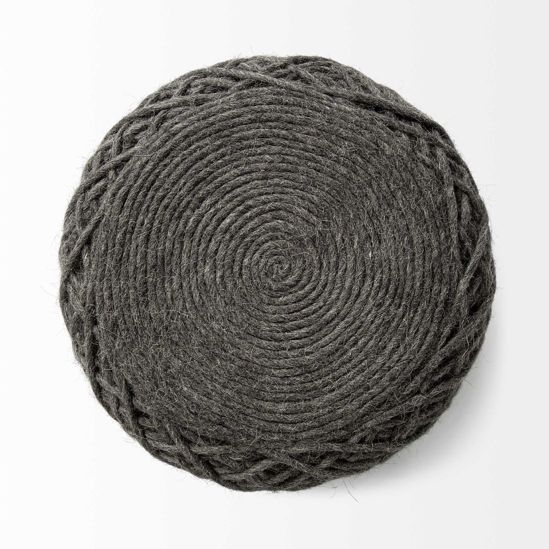 Gray Upholstery Cylinder Abstract Pouf Ottoman - 16-inch