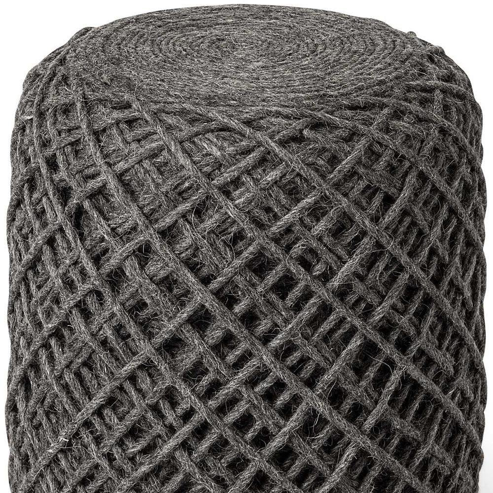 Gray Upholstery Cylinder Abstract Pouf Ottoman - 16-inch