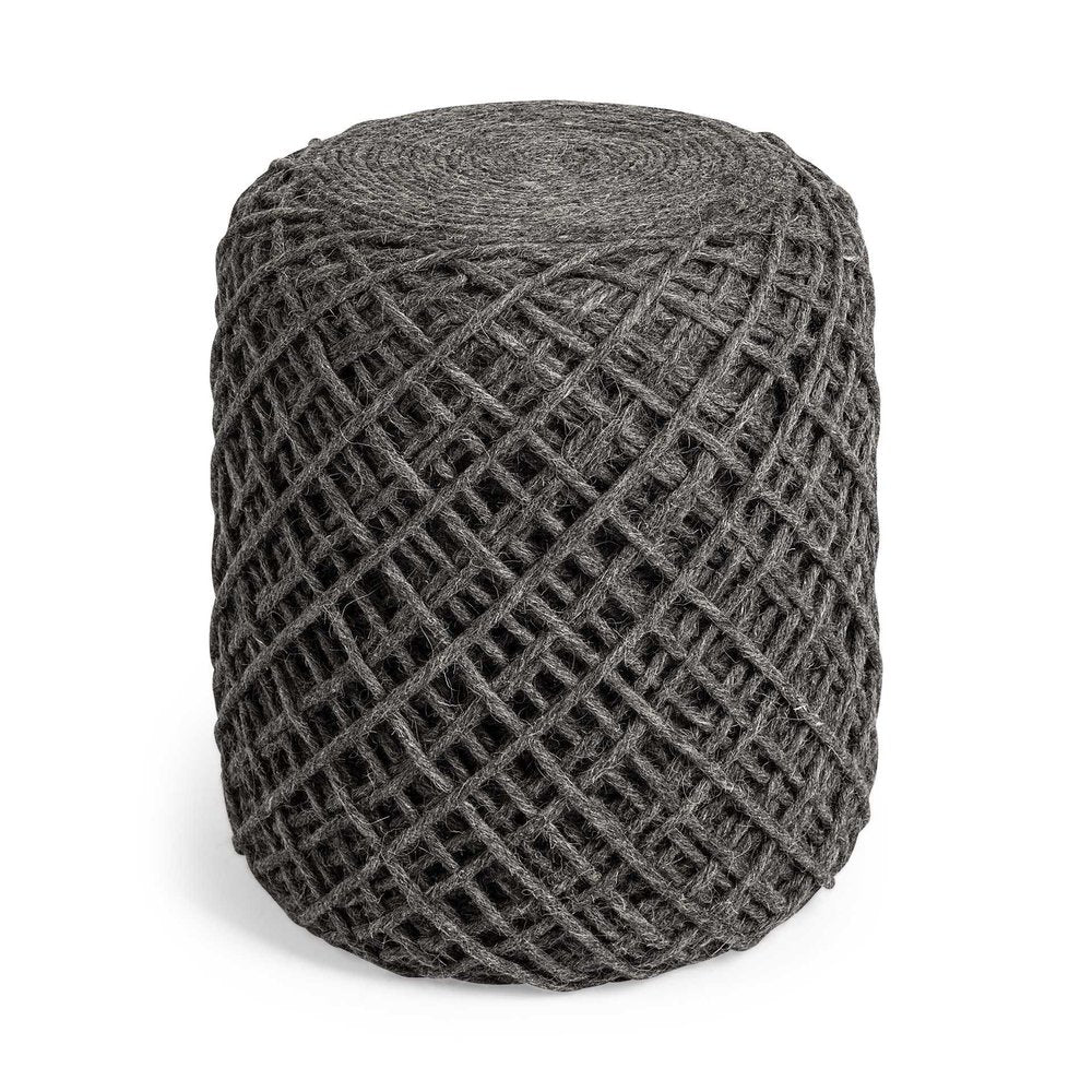 Gray Upholstery Cylinder Abstract Pouf Ottoman - 16-inch