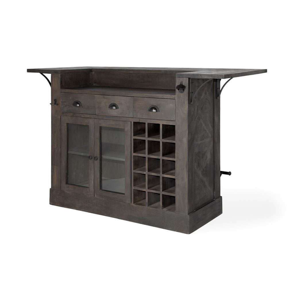 Gray Solid Wood Rolling Kitchen Island with Storage - 29-inch