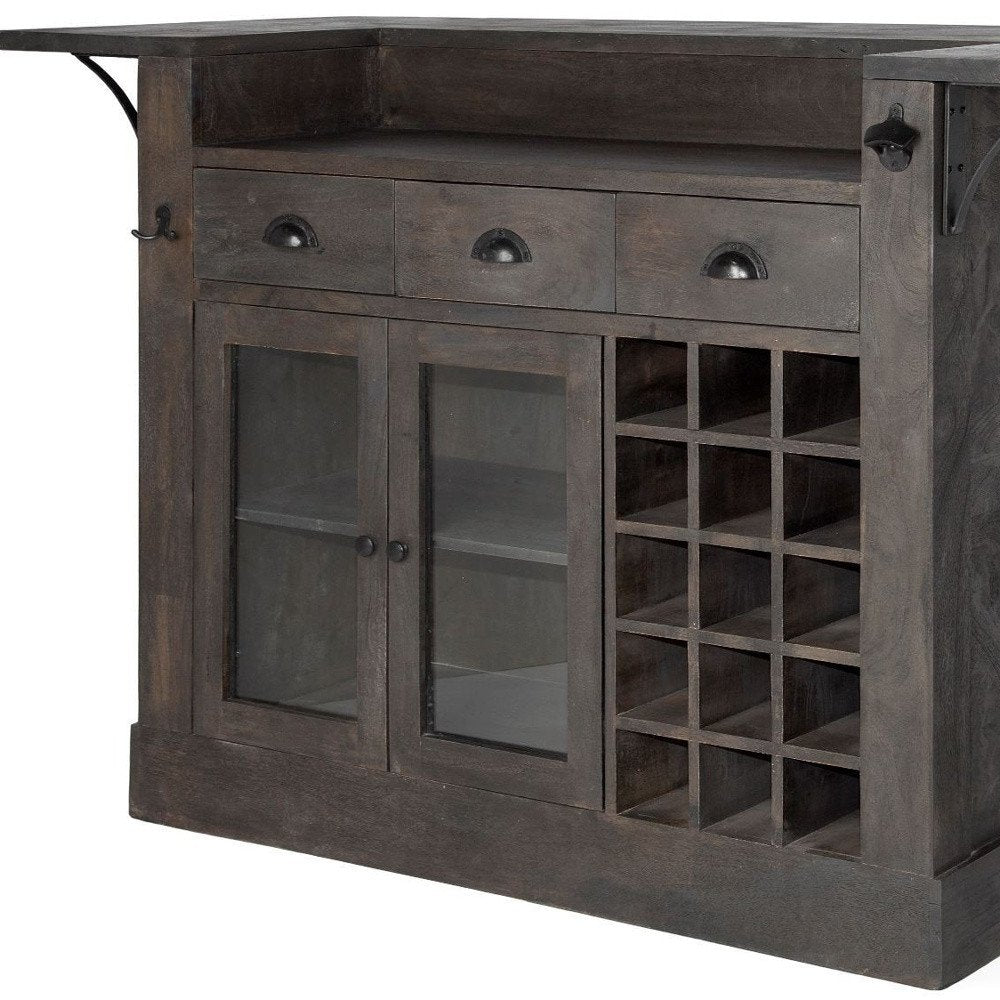 Gray Solid Wood Rolling Kitchen Island with Storage - 29-inch