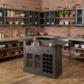 Gray Solid Wood Rolling Kitchen Island with Storage - 29-inch