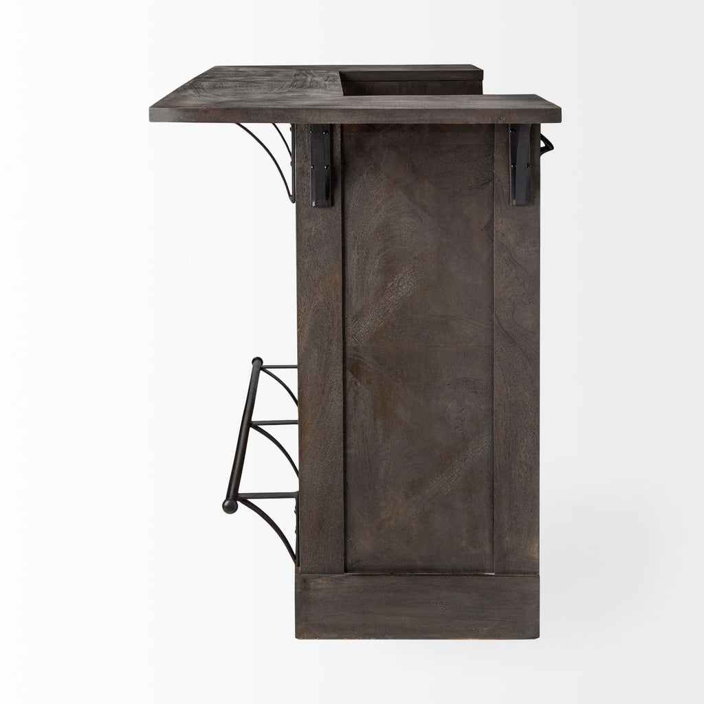 Gray Solid Wood Rolling Kitchen Island with Storage - 29-inch