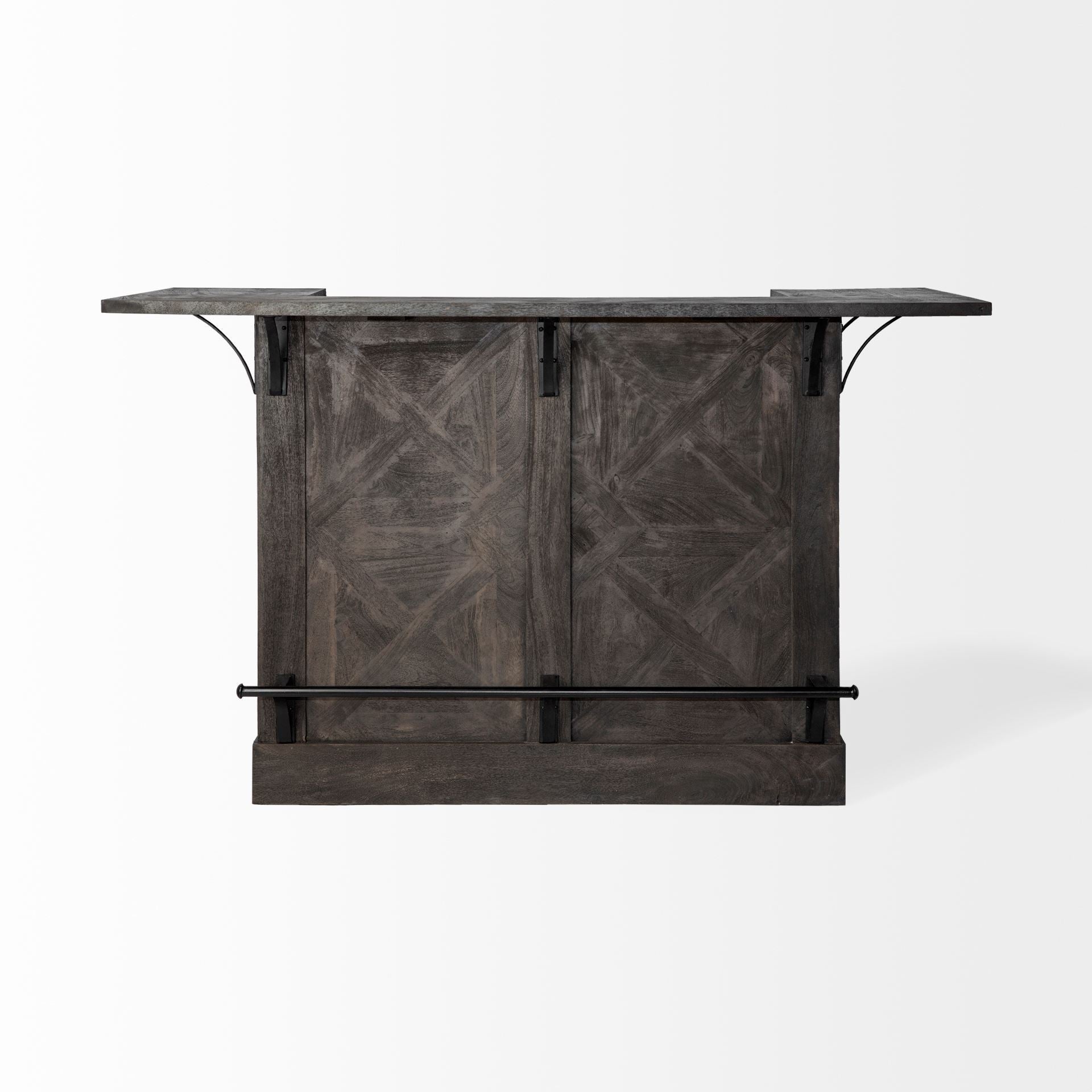 Gray Solid Wood Rolling Kitchen Island with Storage - 29-inch