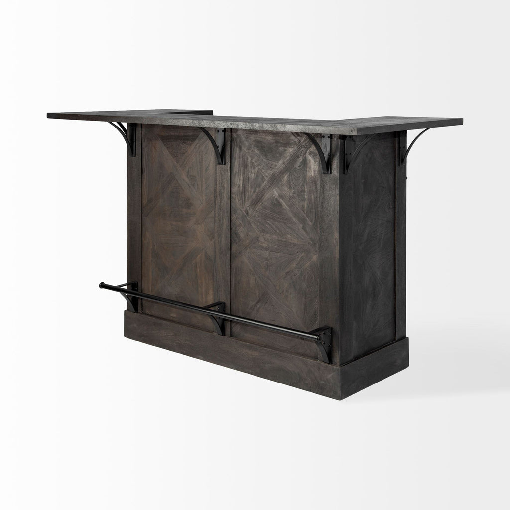 Gray Solid Wood Rolling Kitchen Island with Storage - 29-inch