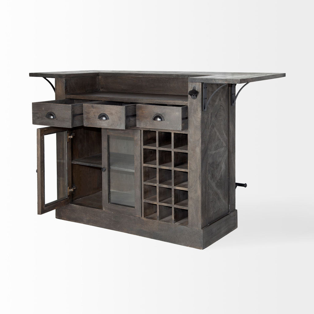 Gray Solid Wood Rolling Kitchen Island with Storage - 29-inch