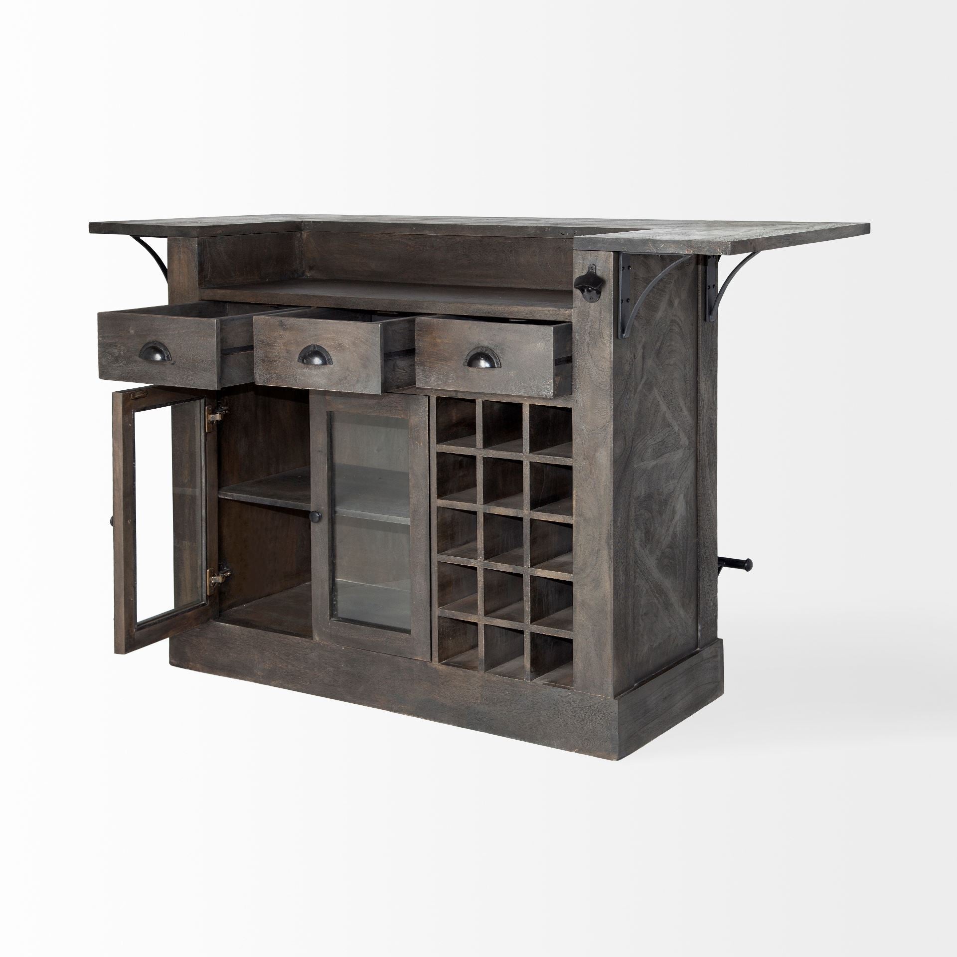 Gray Solid Wood Rolling Kitchen Island with Storage - 29-inch
