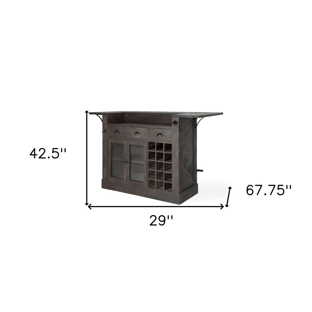 Gray Solid Wood Rolling Kitchen Island with Storage - 29-inch