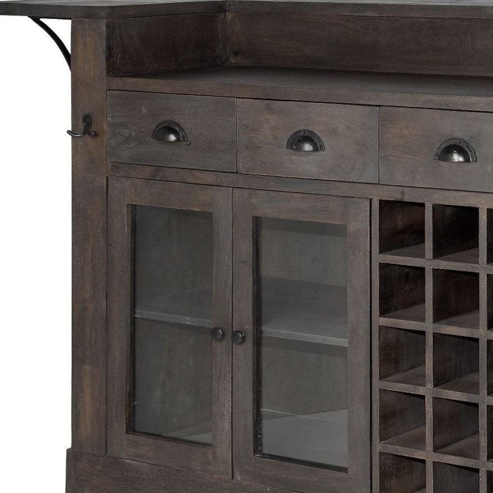 Gray Solid Wood Rolling Kitchen Island with Storage - 29-inch