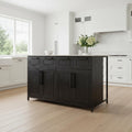 Solid Iron Black Body White Marble Top Kitchen Island with 4 Drawer