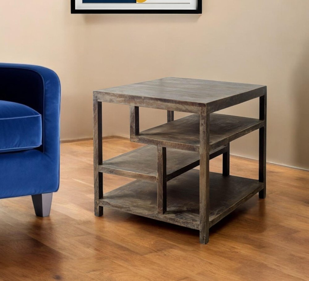 Brown Solid Wood Square End Table - 22-inch