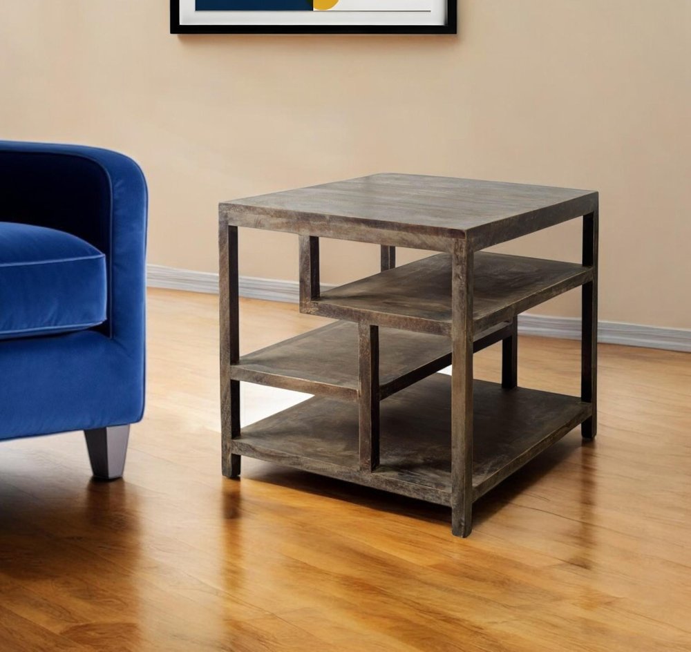 Brown Solid Wood Square End Table - 22-inch