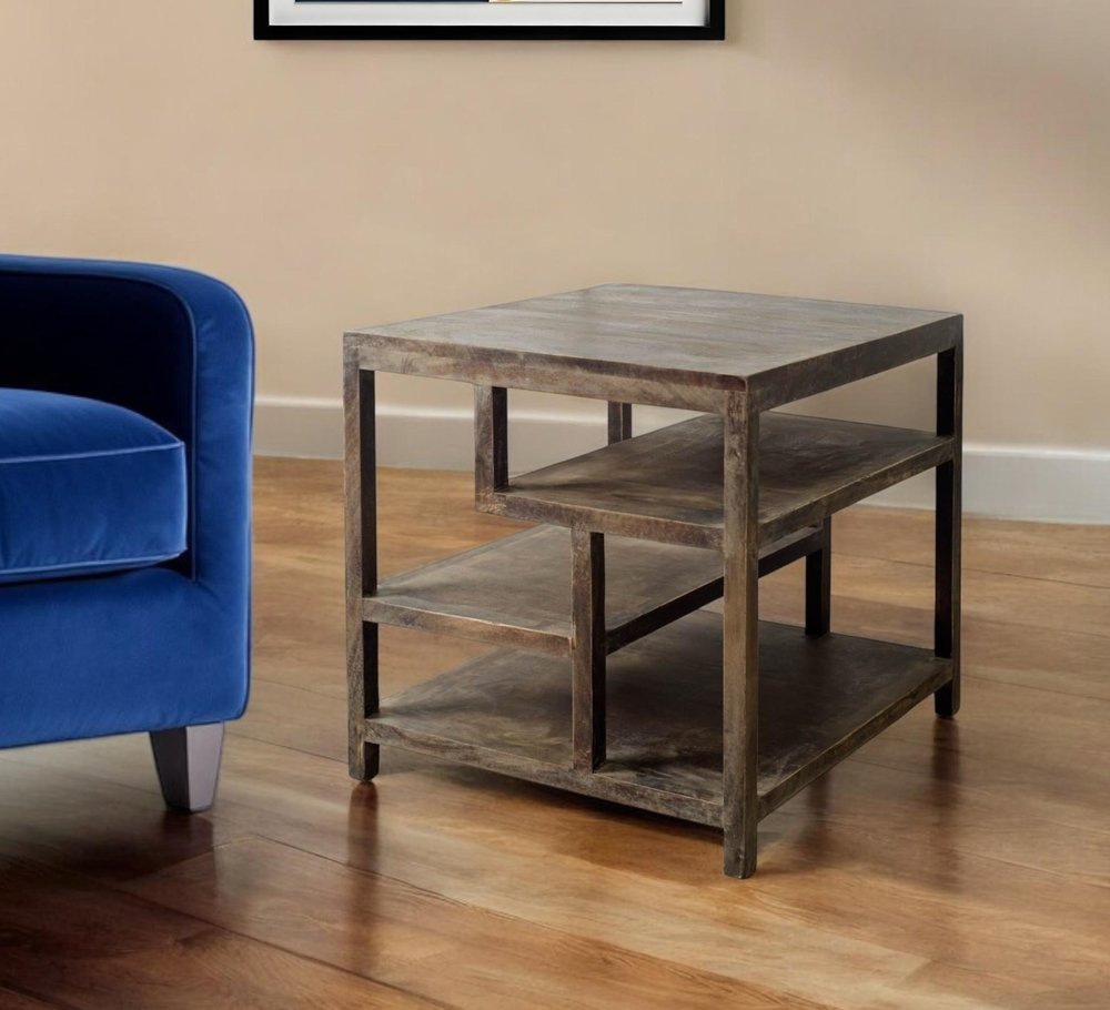 Brown Solid Wood Square End Table - 22-inch