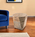 Brown Distressed Solid Wood Hexagonal Top Table - 20-inch